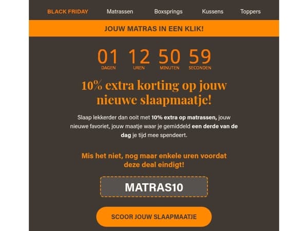 🖤Nog maar een paar uur!🖤 10% extra korting op jouw nieuwe matras