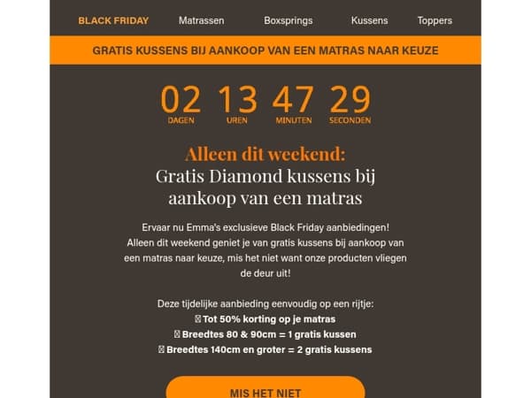 🖤Gratis kussens bij alle Emma Matrassen + tot 50% korting!🖤