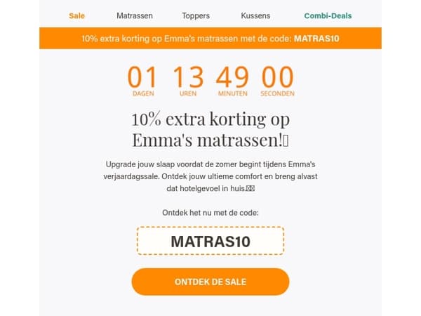 10% extra korting op onze matrassen!🎂Emma 10 jaar🎂