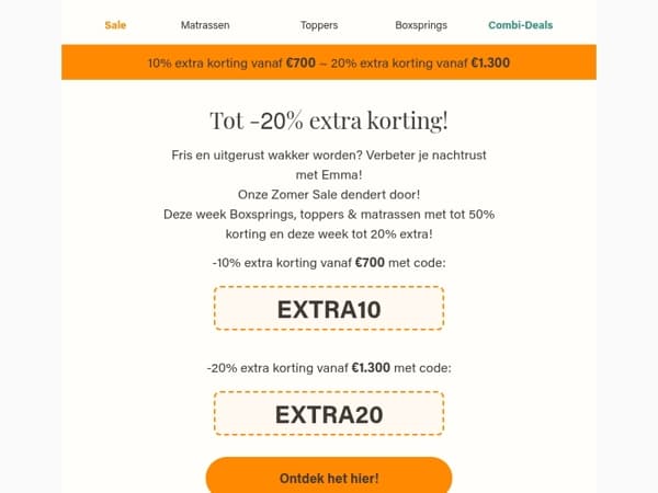 Tot -20% extra korting tijdens Emma zomer Sale