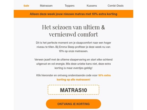 10% extra korting op jouw nieuwe matras!