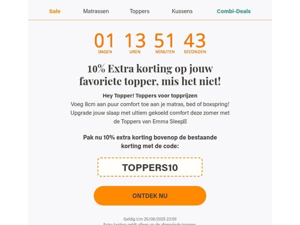 Hey Topper! Extra korting op alle toppers!