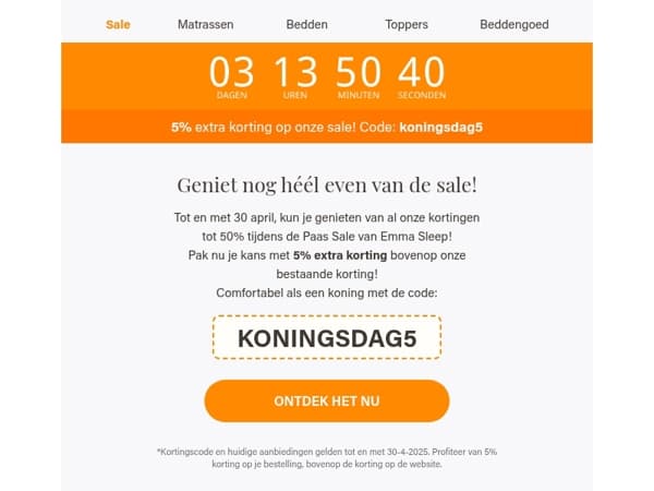 Laatste kans! - 50% korting met nu 5% extra!