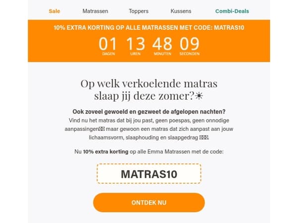 ☀️10% extra korting op matrassen; de Zomer Sale is van start!☀️