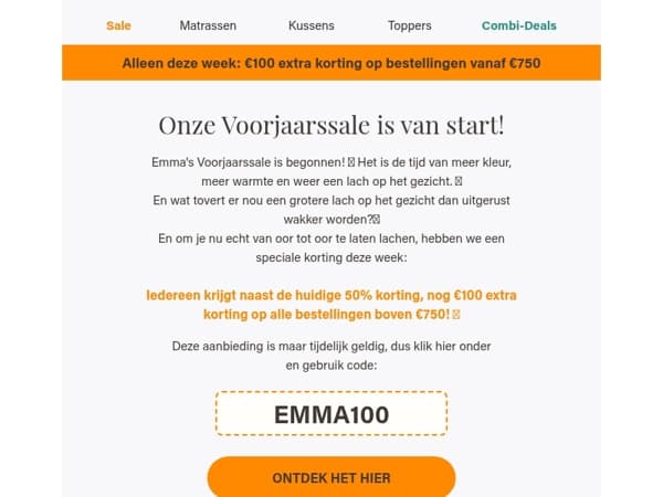 Emma Voorjaarssale: €100 extra korting speciaal voor jou!