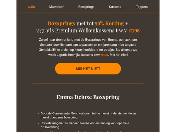 🖤2 Gratis kussens!🖤+ Tot 50% korting op Emma Boxsprings