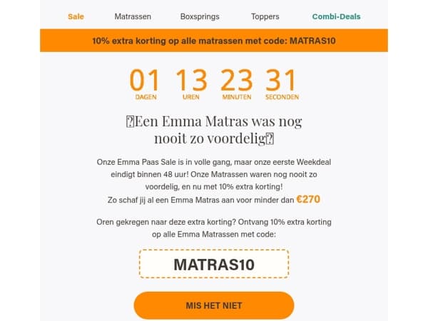 Laatste kans: 10% extra op matrassen🐣