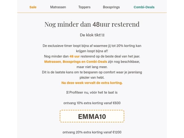 ⏰Minder dan 48 uur voor 20% extra korting⏰