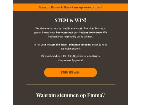 Win te gekke prijzen! Stem op Emma