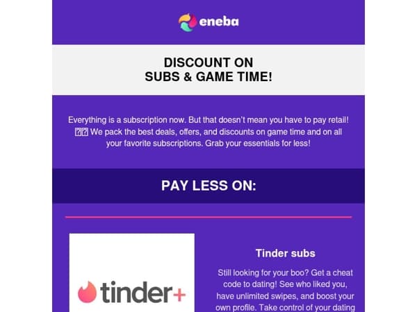 Subs and game time for less?