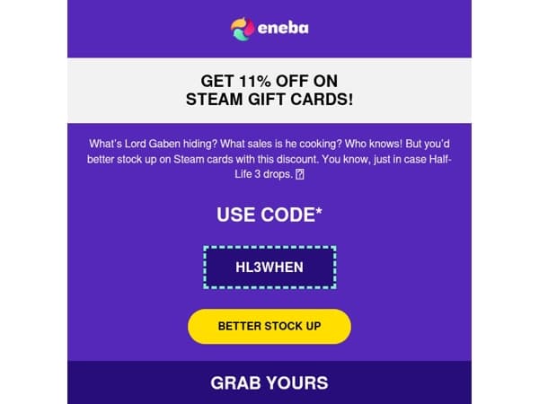 Steam cards 11% off! 💥