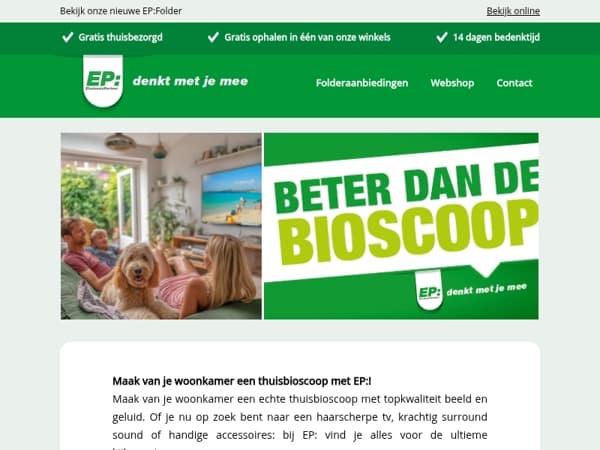 Maak van je woonkamer een thuisbioscoop met EP:!