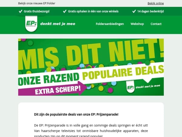 De populairste deals van onze EP: Prijzenparade!