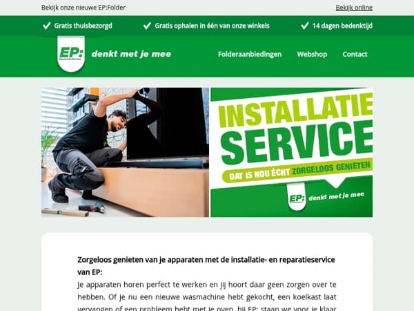 Ontdek de installatie- en reparatieservice van EP:!