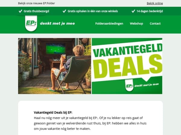 Vakantiegeld Deals bij EP:!