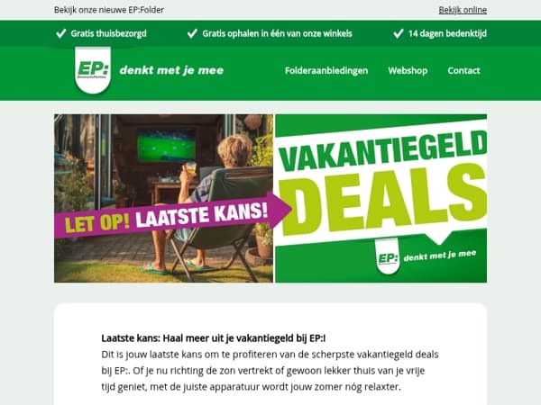 Laatste kans: Haal meer uit je Vakantiegeld bij EP:!
