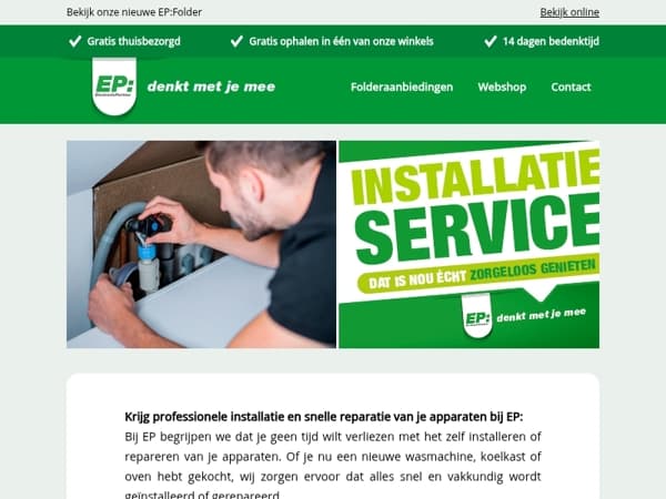 Zorgeloze installatie en snelle reparatie van je apparaten bij EP: