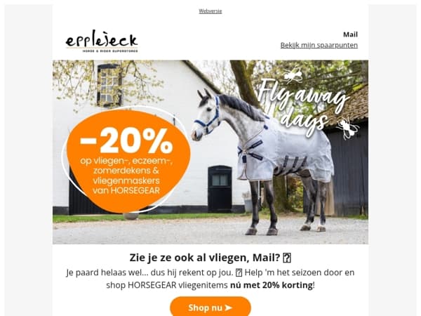 🐴🪰 Vliegvrije zomer? Nú 20% korting op HORSEGEAR!