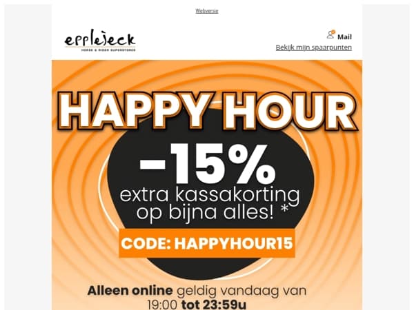 🐴⏰ 15% extra kassakorting - óók op alle sale & acties!