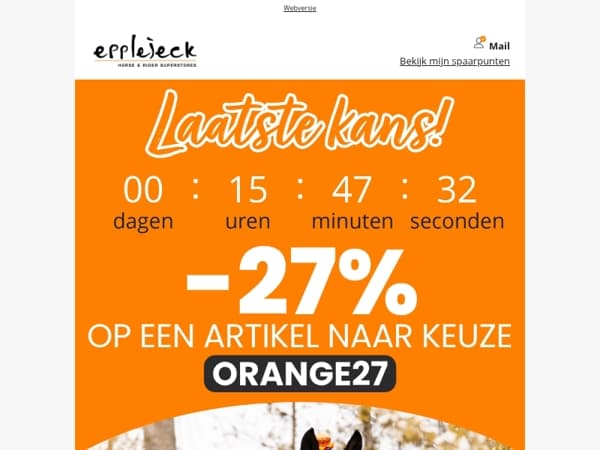 🐴 DE LAATSTE UURTJES! 27% keuzekorting wacht op jou
