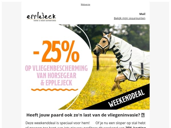 ⏰ Weekenddeal! -25% op vliegenbescherming van EJ en HORSEGEAR
