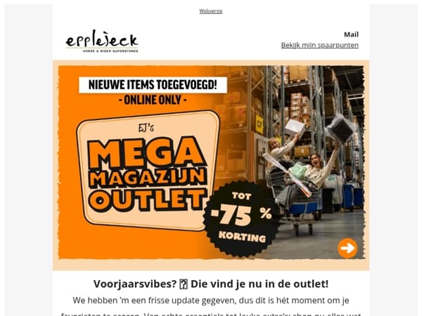 🐎🌷 Nieuwe outlet-items: tot -75% korting