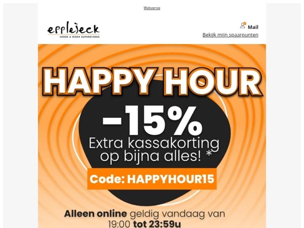 🚨Vanavond: 15% extra kassakorting ⏰