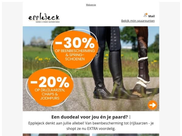 🐴👢 DUODEAL! Beenbescherming -30% | (Rij)laarzen & jodhpurs -20%