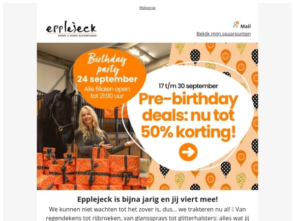 🐎🥳 Van Epplejeck, voor jou: pre-birthday deals tot -50%