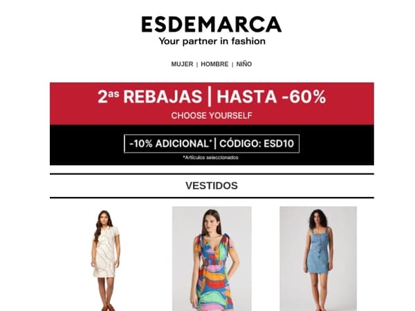 2as Rebajas: hasta -60% + -10% adicional en tu look completo 😎