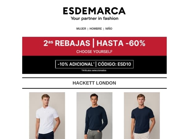 Hackett London, Tommy Hilfiger y BOSS en 2as Rebajas 🌿