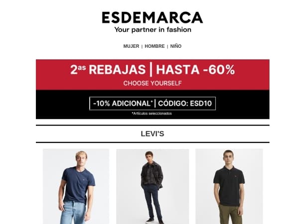Hasta -60% en Levi’s, Blauer y ECOALF. Porque tú eliges 👉