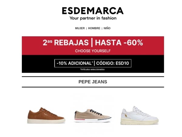 2as Rebajas en Sneakers: hasta -60% y -10% adicional 👟