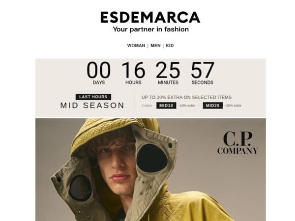 Last hours Mid Season: up to an extra -20% only until 11:59 PM (CET)