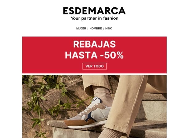 Rebajas 🔛 Hasta -50% en calzado, ropa y complementos