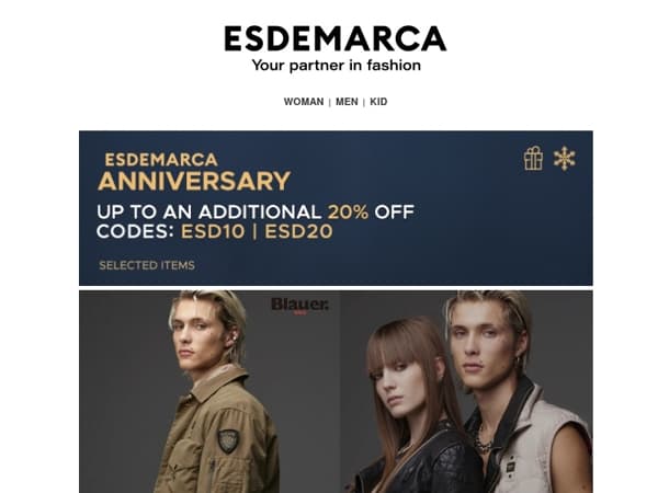 Blauer, Polo Ralph Lauren, Ecoalf, and Silbon with an extra -20% during Anniversary