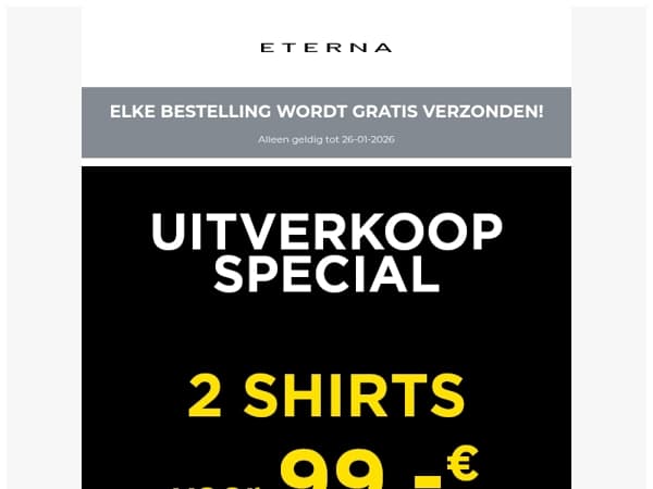 Topdeal: 2 overhemden voor 99 € + gratis verzending