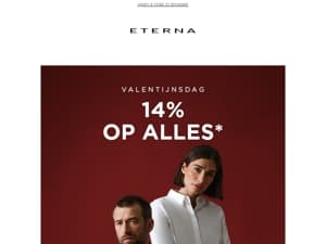 14% korting op alles - jouw Valentijnscadeau!
