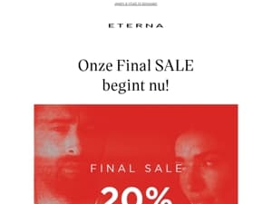 Onze laatste SALE begint: tot 50% + 20% EXTRA