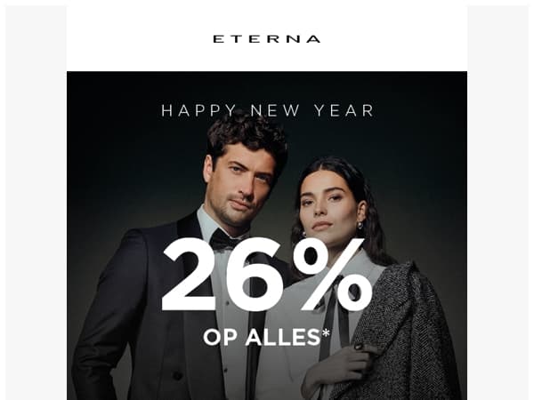 Happy New Year – 26% korting op alles! 🎉