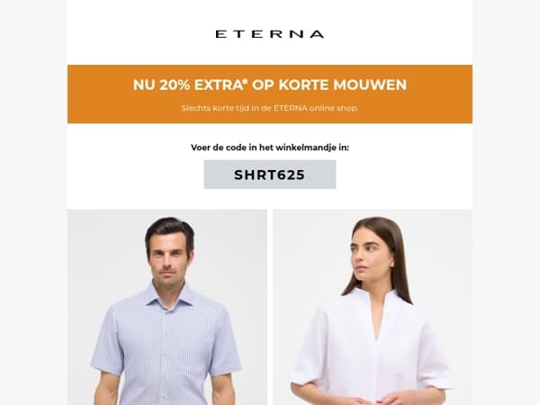 Eindelijk zomer! 20% korting op korte mouwen