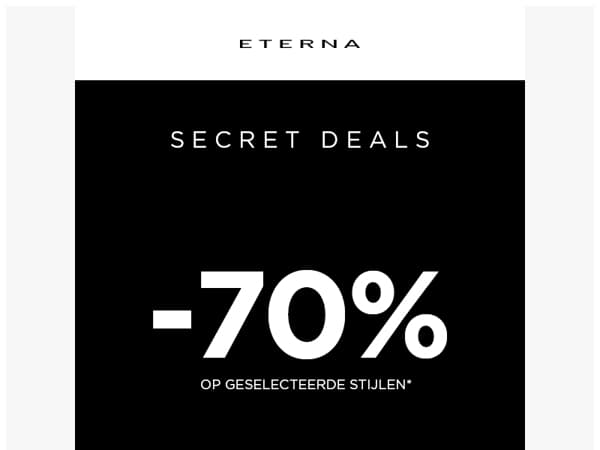 Nu of nooit: Secret Deals -70%🔥