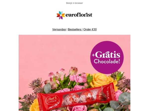 Bloemen + gratis chocolade = een heerlijke verrassing 🌸🍫