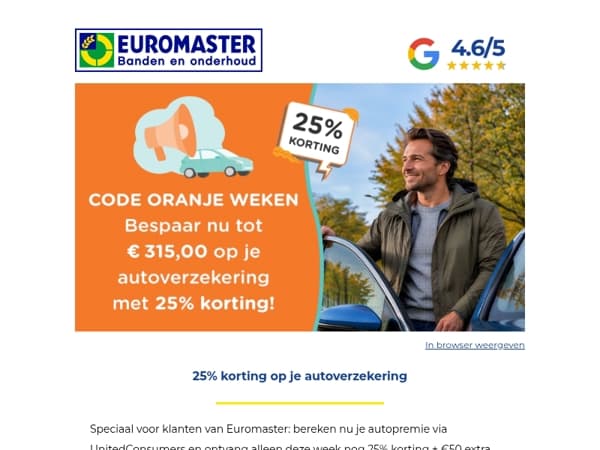25% korting op je autoverzekering