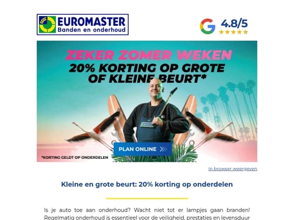 De Zeker Zomer Weken: 20% korting op grote of kleine beurt 🛠️
