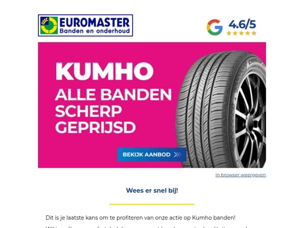 Laatste kans: alle Kumho banden scherp geprijsd!