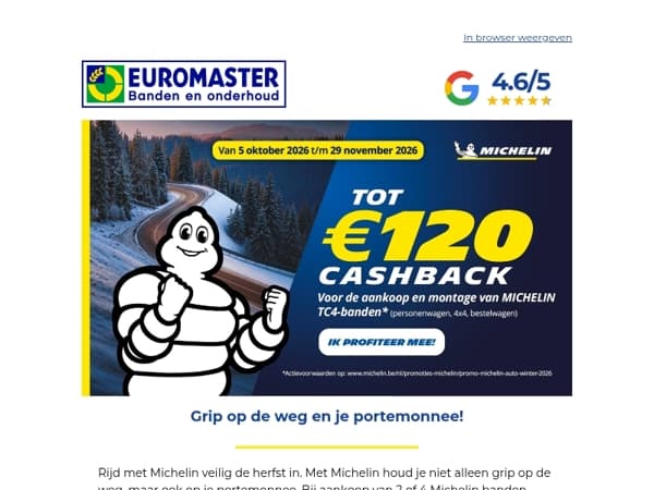 Tot €120,- cashback op Michelin! ✨