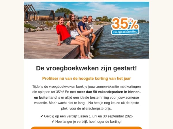 Vroegboeken loont: Tot wel 35% korting op je zomervakantie 🤩