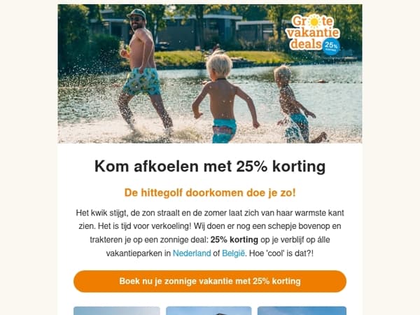 Hittegolf alarm 🚨 Betaal 25% minder voor je vakantie bij EuroParcs!