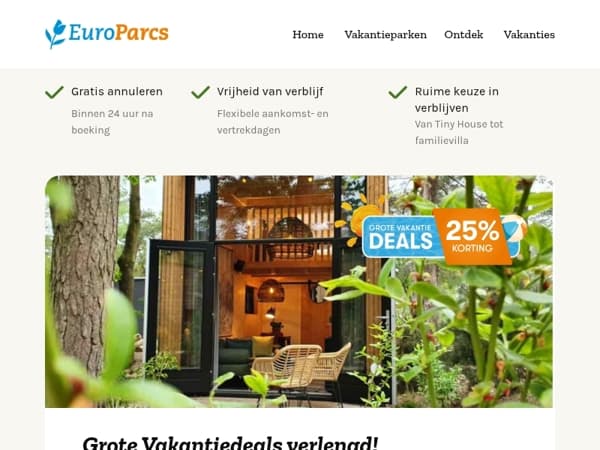 Grote Vakantiedeals verlengd - Profiteer nog 2 weken!